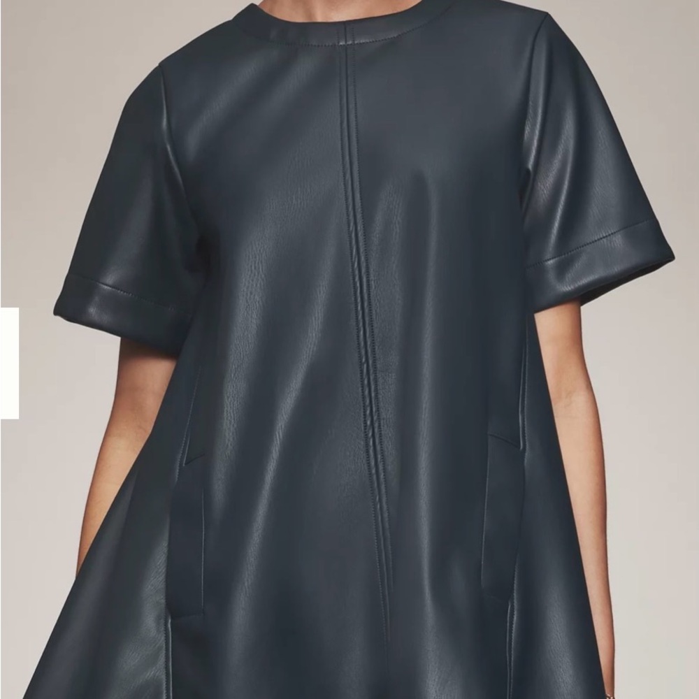 NWT Maeve Olive Green Leather Mini Dress - Picture 7 of 7